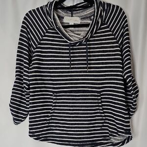 French Laundry Black and White Striped Hoodie